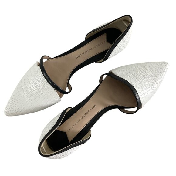 10 Crosby Derek Lam Designer Black & White Crocodile Leather Womens Shoes Sz 8M - Picture 3 of 8